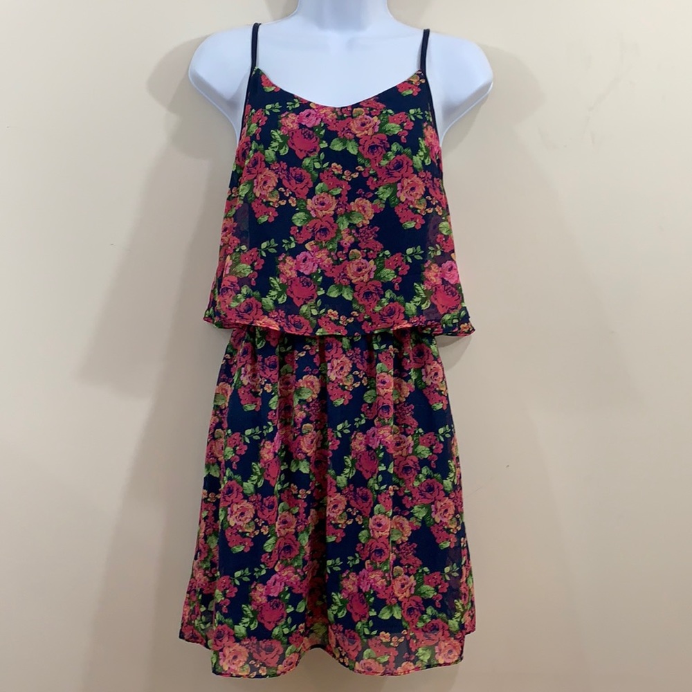 No Boundaries Sleeveless Floral Criss Cross Back Dress